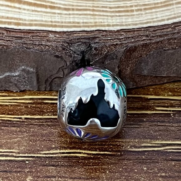 AUTHENTIC PANDORA TWO - TONE CASTLE DANGLE CHARM #799337C00  Pandora Disney Fantasy Castle Charm bead Pendant S925 sterling silver Jewelry